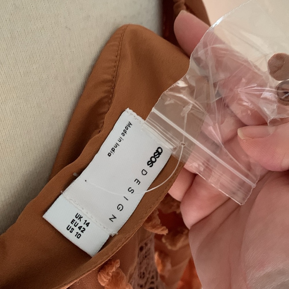 BNWT ASOS RUST / ORANGE BOHO DRESS - Picture 7 of 14